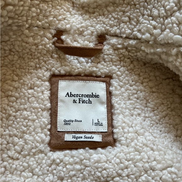 Cropped vegan suede shearling jacket size L - Picture 6 of 7